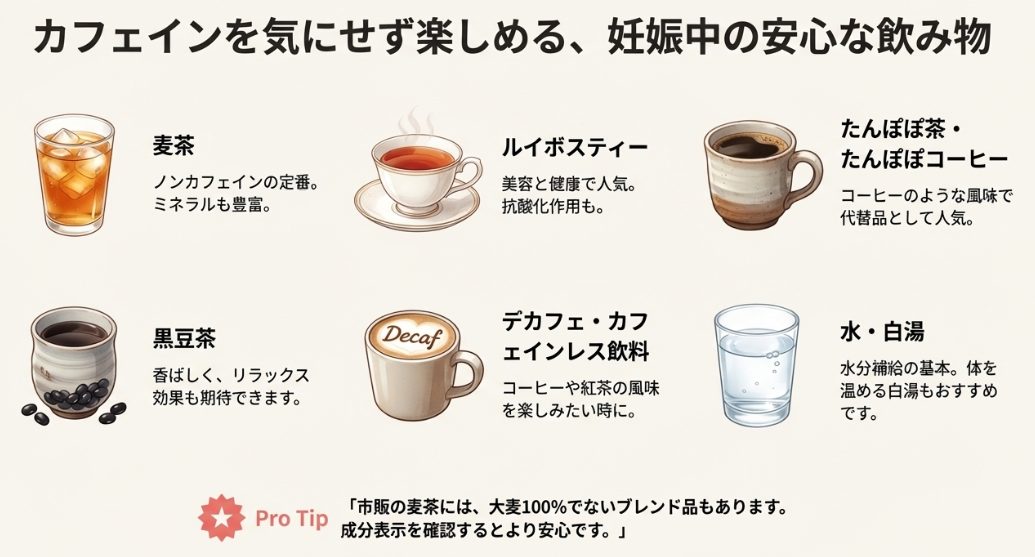 妊娠中もOKなカフェインレス飲料